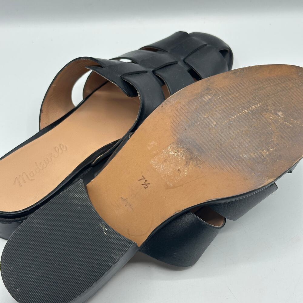 MADEWELL The Dixson Fisherman Mule Leather True Black Sz 7.5 $128 - Picture 7 of 9